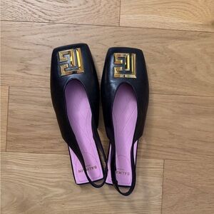 Balmain Black and Gold Flats